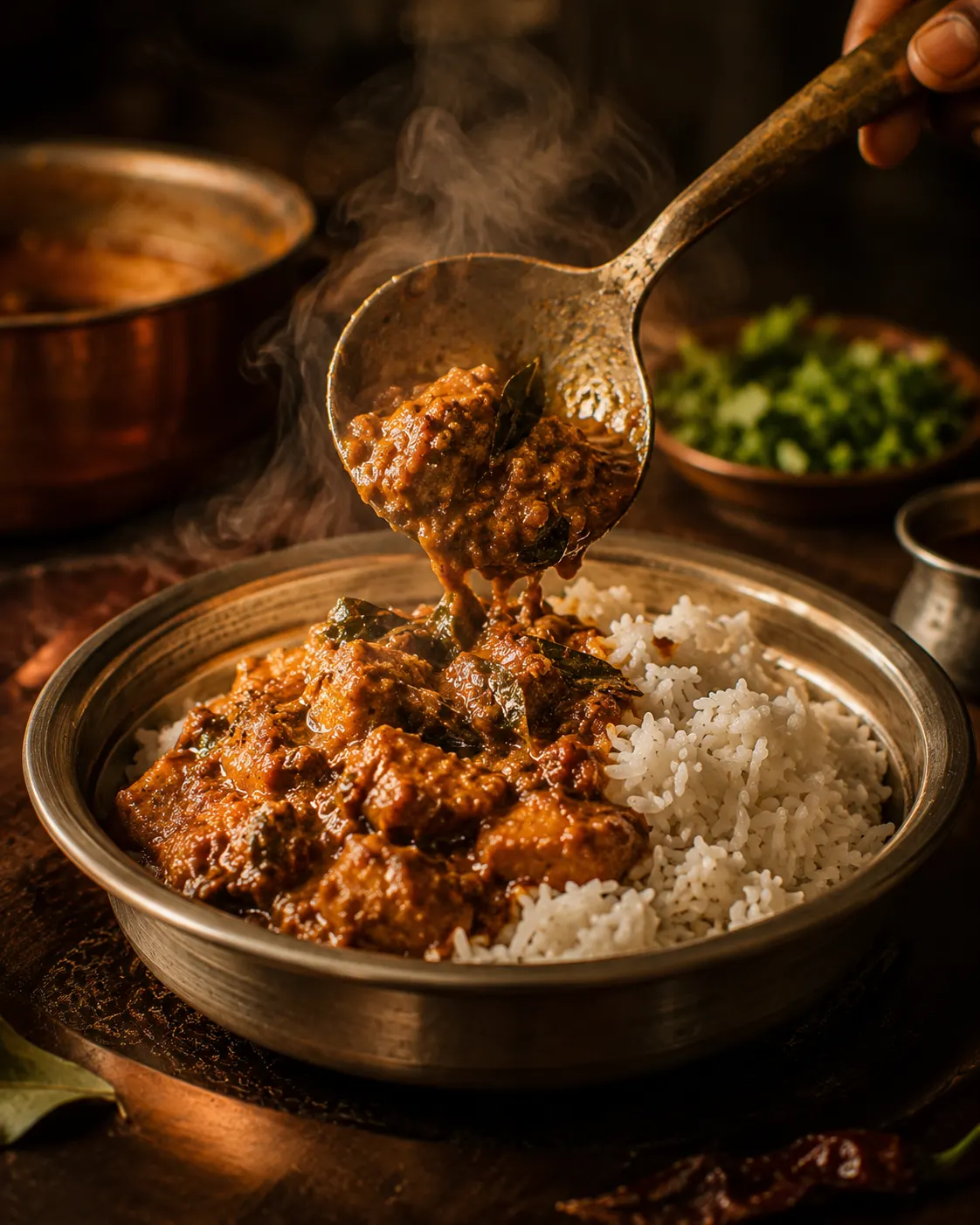 Fresh South Indian curry and rice